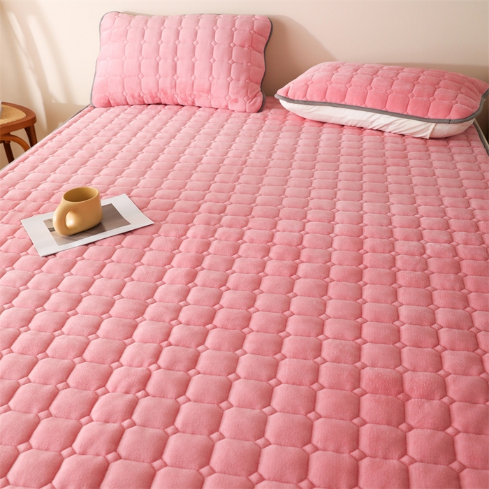 91家纺网 家纺一手货源 找家纺 凌云家纺 2025新款A类牛奶绒床垫软垫学生宿舍单人床褥可机洗 桃花粉