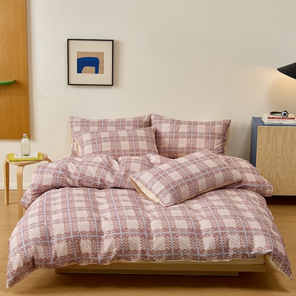 8小时家纺 2024新款40s双层纱单品四件套系列-四件套 复古格纹