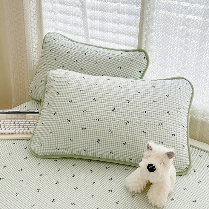 91家纺网 家纺一手货源 找家纺 沐纯家居 2025新款婴儿绒纯棉水洗床盖 小绿格-绿