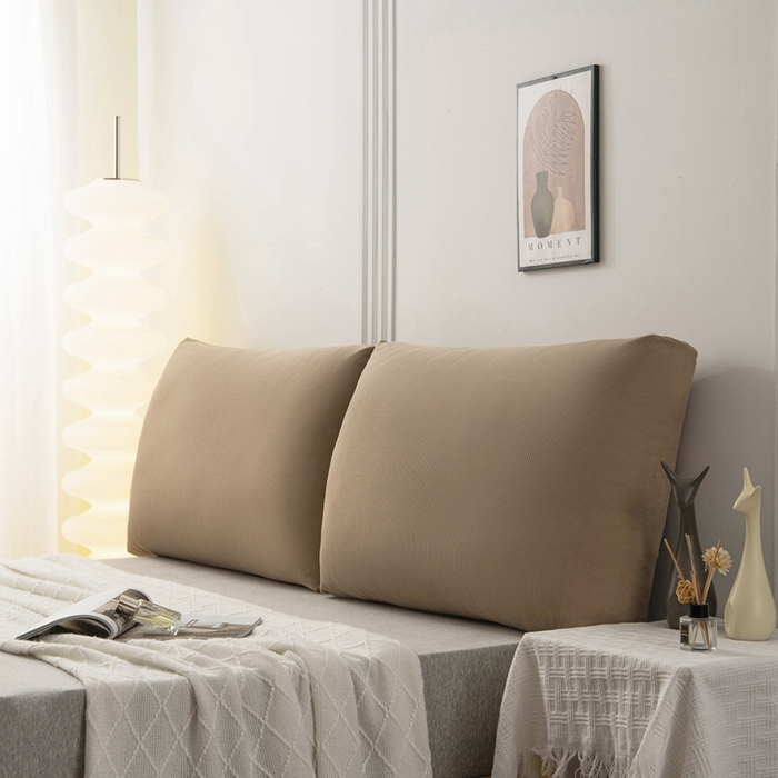 91家纺网 家纺一手货源 找家纺 美达人 2024新款灯芯绒面包款床头靠垫 驼色