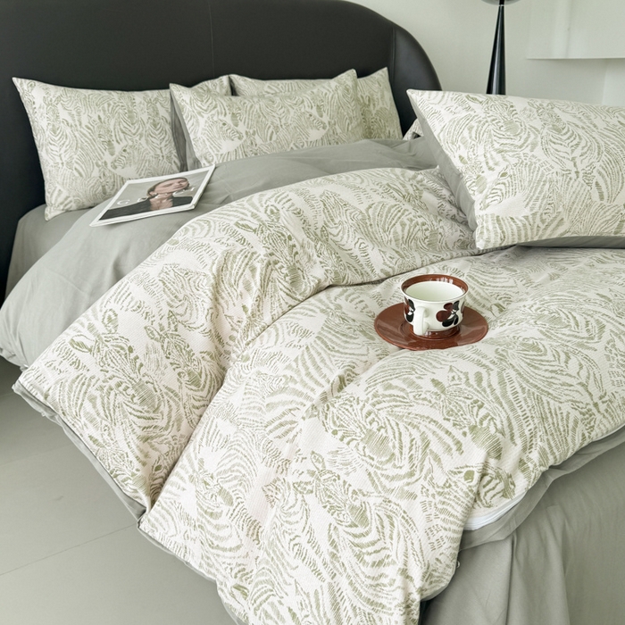 91家纺网 家纺一手货源 找家纺 千朵 2024新款轻奢全棉磨毛四件套 偶遇绿