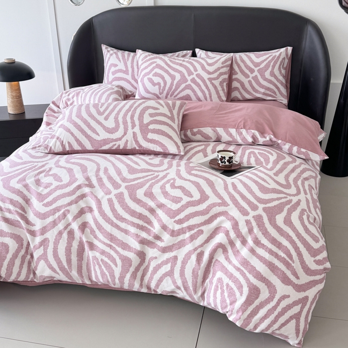 91家纺网 家纺一手货源 找家纺 千朵 2024新款轻奢全棉磨毛四件套 马德里红