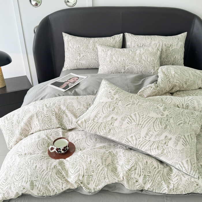 91家纺网 家纺一手货源 找家纺 千朵 2024新款轻奢全棉磨毛四件套 偶遇绿