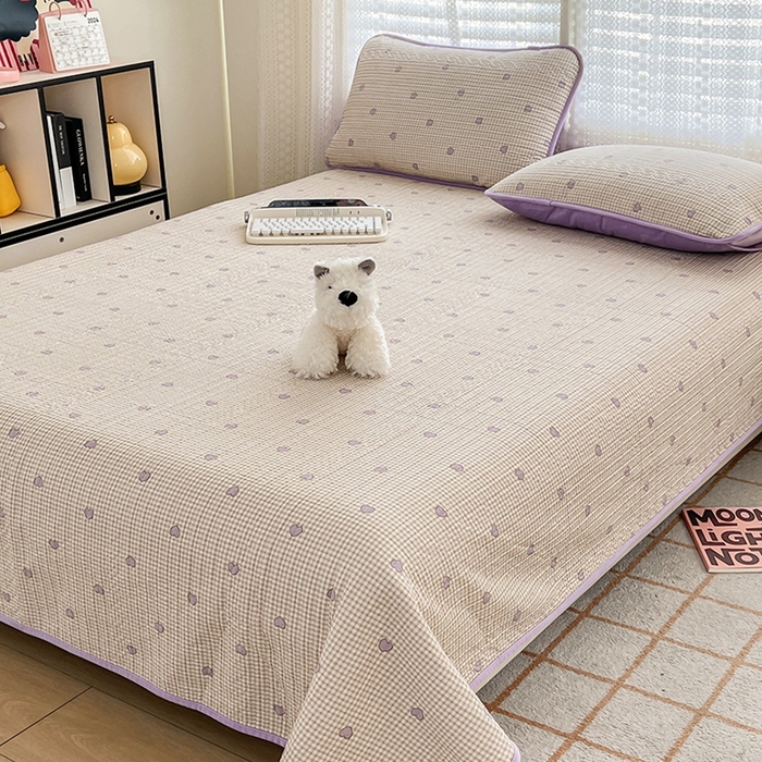 91家纺网 家纺一手货源 找家纺 沐纯家居 2025新款婴儿绒纯棉水洗床盖 梦幻爱心-紫