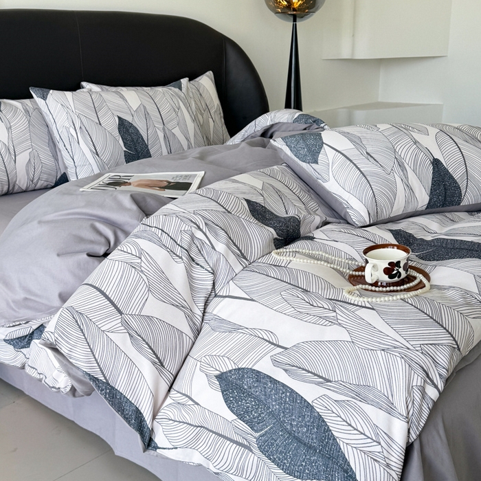 91家纺网 家纺一手货源 找家纺 千朵 2024新款轻奢全棉磨毛四件套 叶莉娅