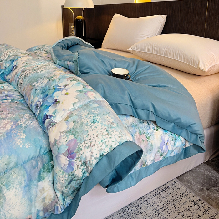 91家纺网 家纺一手货源 找家纺 亚龙工厂店 2024新款全棉数码印花鹿锦棉大豆冬被 江临仙境