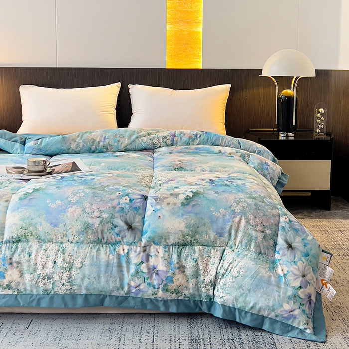 91家纺网 家纺一手货源 找家纺 亚龙工厂店 2024新款全棉数码印花鹿锦棉大豆冬被 江临仙境