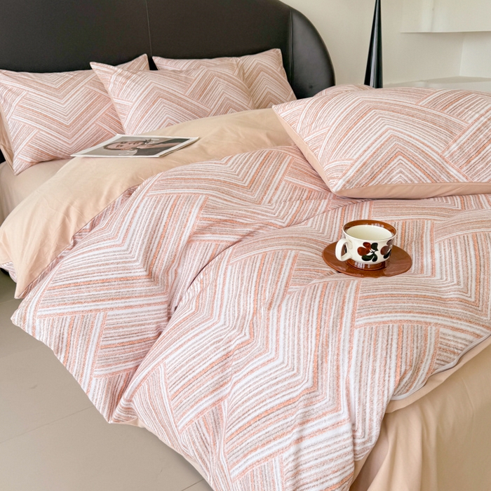 91家纺网 家纺一手货源 找家纺 千朵 2024新款轻奢全棉磨毛四件套 艾文咖