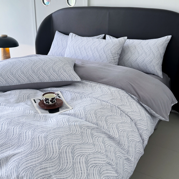 91家纺网 家纺一手货源 找家纺 千朵 2024新款轻奢全棉磨毛四件套 塞纳河畔