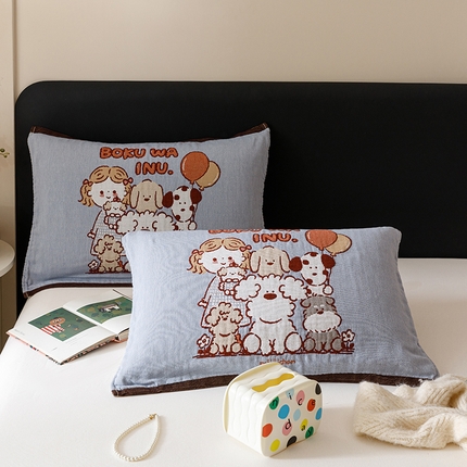 91家纺网 家纺一手货源 找家纺 （总）麻依 2024新款纯棉纱布枕巾一对装全棉四层纱布54*78cm/对