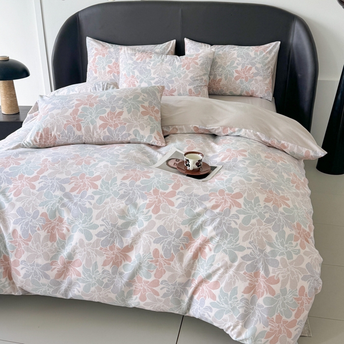 91家纺网 家纺一手货源 找家纺 千朵 2024新款轻奢全棉磨毛四件套 语叶