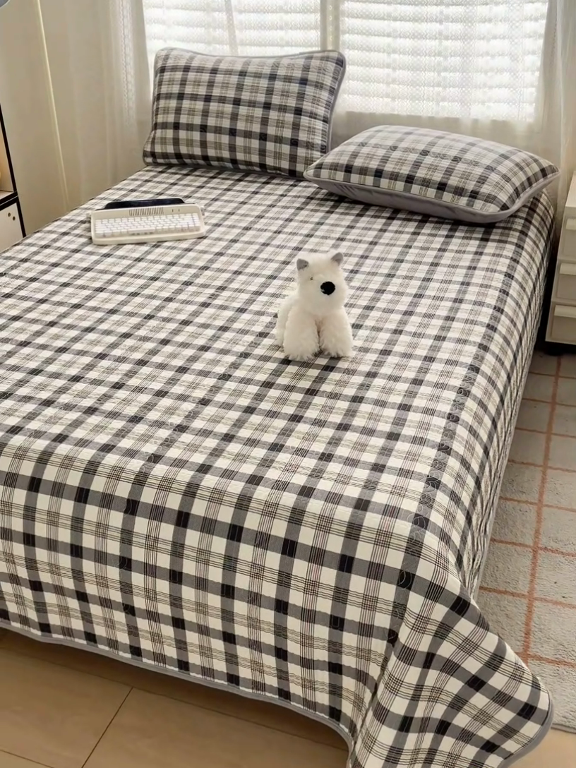 91家纺网 家纺一手货源 找家纺 沐纯家居 2025新款婴儿绒纯棉水洗床盖 莫奈格-灰