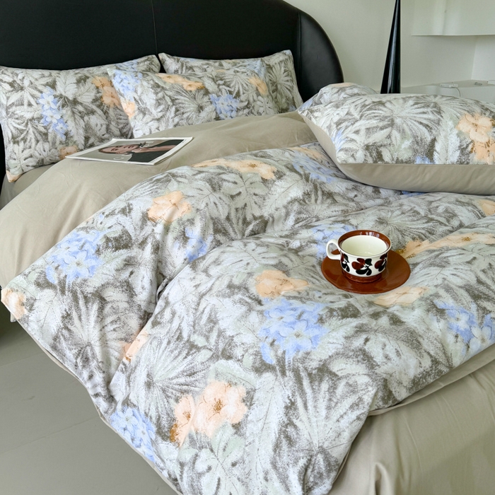 91家纺网 家纺一手货源 找家纺 千朵 2024新款轻奢全棉磨毛四件套 上春山