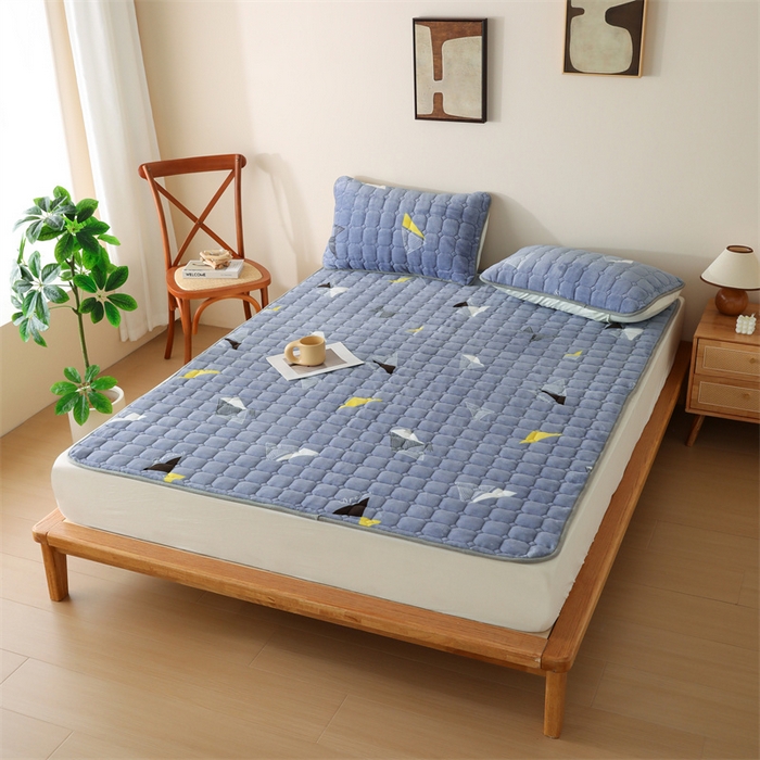 91家纺网 家纺一手货源 找家纺 凌云家纺 2025新款A类牛奶绒床垫软垫学生宿舍单人床褥可机洗 三角灰