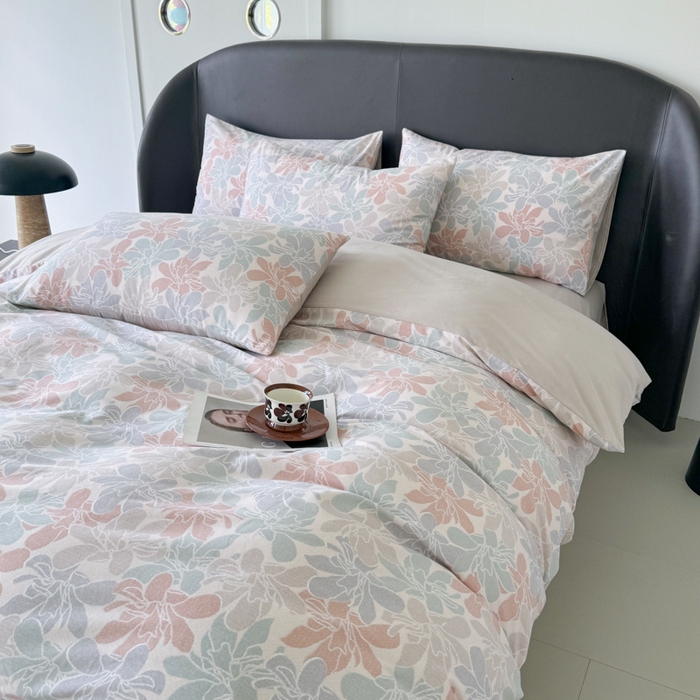 91家纺网 家纺一手货源 找家纺 千朵 2024新款轻奢全棉磨毛四件套 语叶