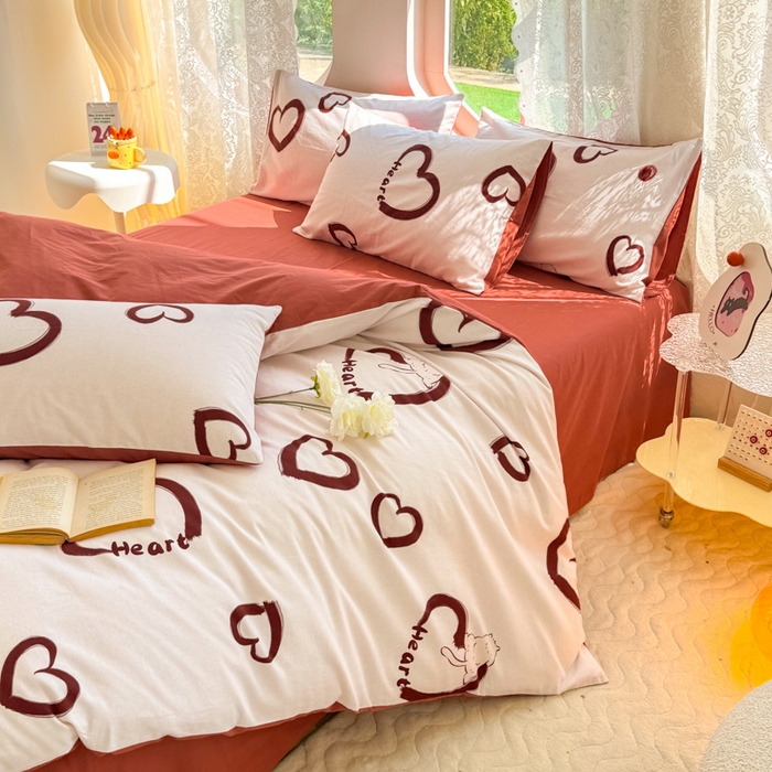 91家纺网 家纺一手货源 找家纺 千朵 2024新款全棉磨毛小清新印花四件套 一见倾心