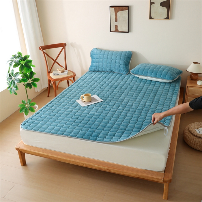 91家纺网 家纺一手货源 找家纺 凌云家纺 2025新款A类牛奶绒床垫软垫学生宿舍单人床褥可机洗 青于蓝