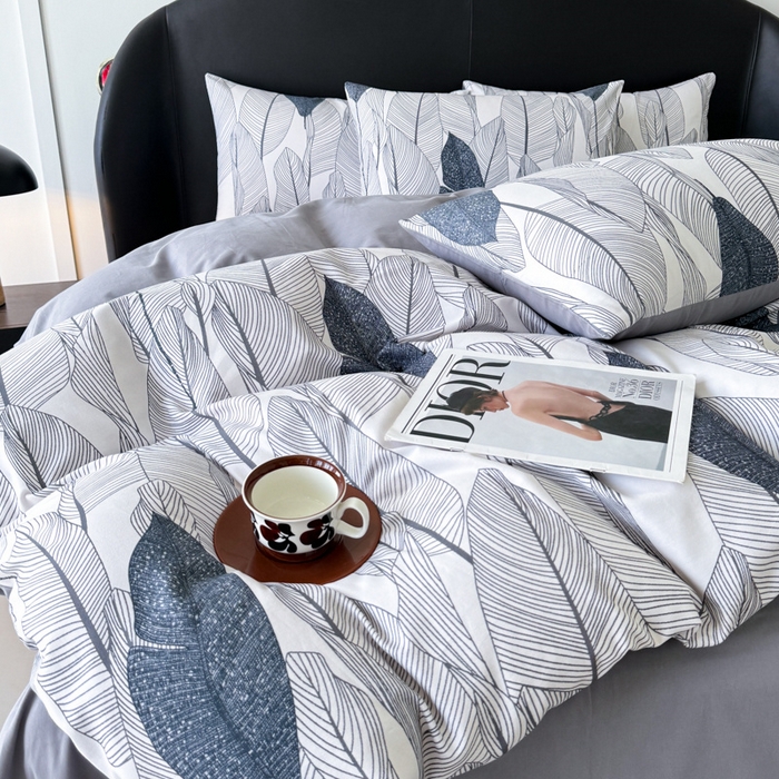 91家纺网 家纺一手货源 找家纺 千朵 2024新款轻奢全棉磨毛四件套 叶莉娅