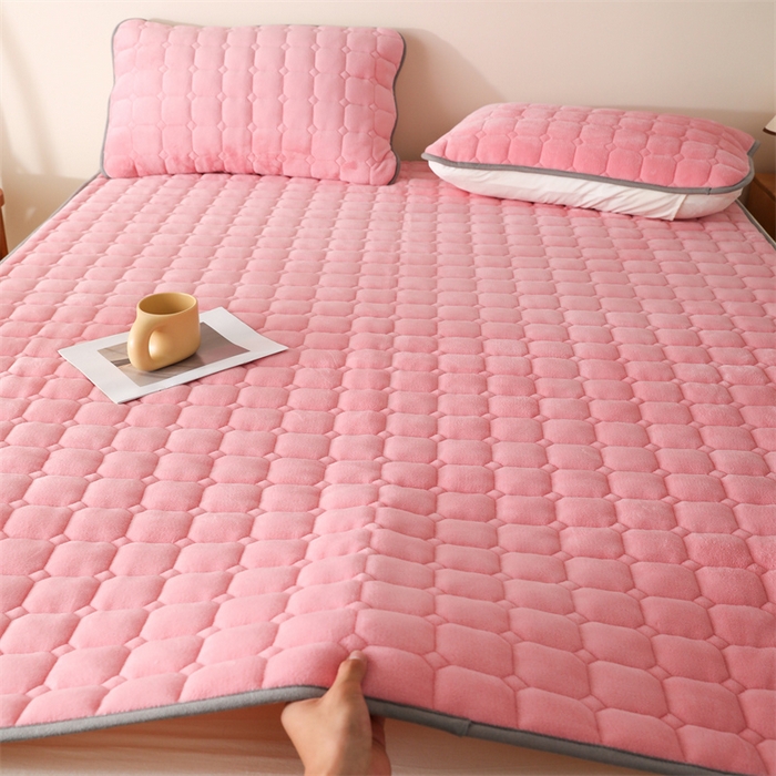 91家纺网 家纺一手货源 找家纺 凌云家纺 2025新款A类牛奶绒床垫软垫学生宿舍单人床褥可机洗 桃花粉