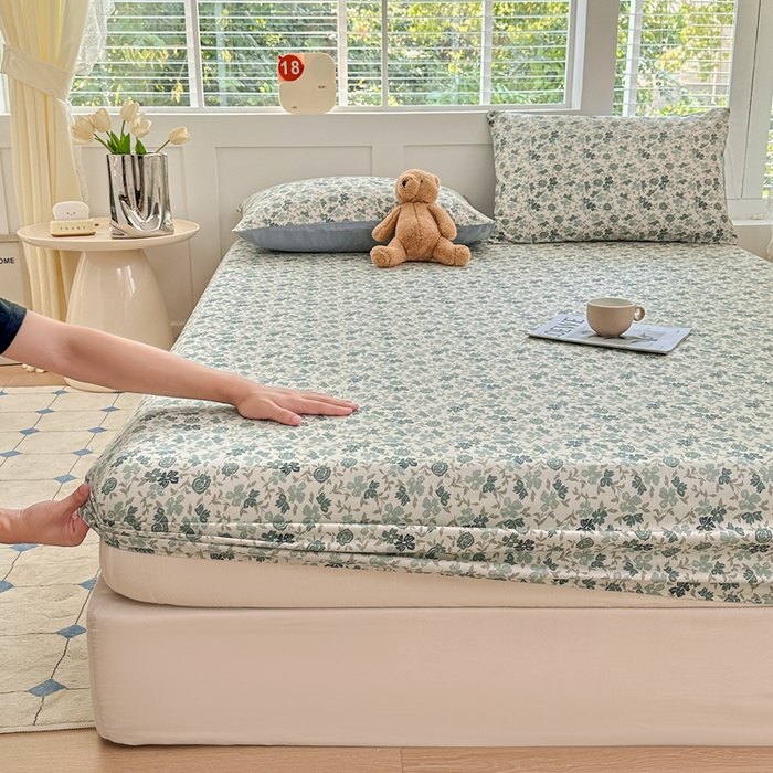 91家纺网 家纺一手货源 找家纺 柠馨 2024新款简约全棉时尚印花床笠 星雅