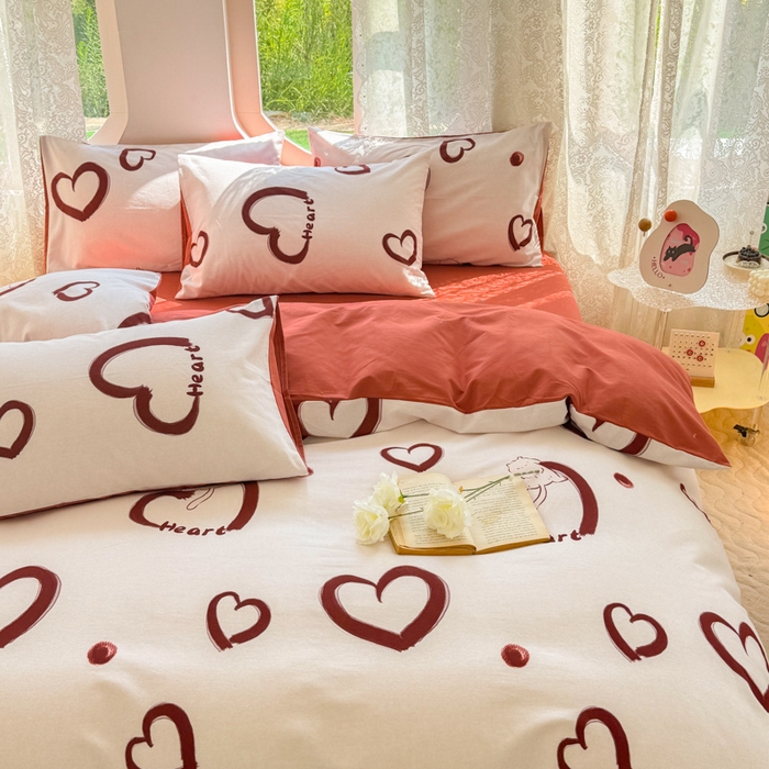 91家纺网 家纺一手货源 找家纺 千朵 2024新款全棉磨毛小清新印花四件套 一见倾心