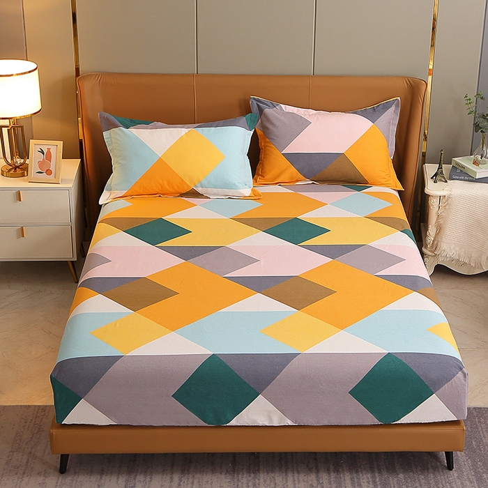 91家纺网 家纺一手货源 找家纺 贝兰仙奴 2024新款利兹系列磨毛多规格单床笠 魔幻彩格