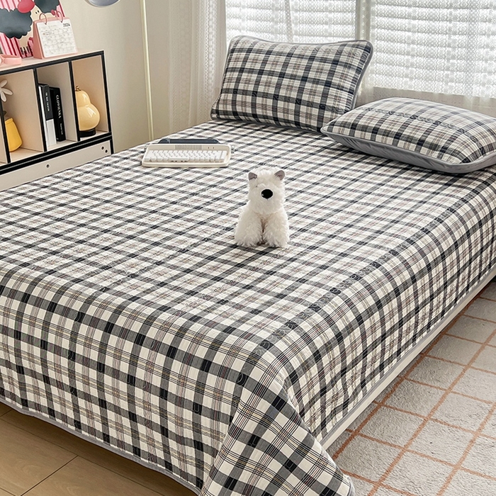 91家纺网 家纺一手货源 找家纺 沐纯家居 2025新款婴儿绒纯棉水洗床盖 莫奈格-灰