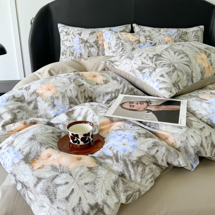 91家纺网 家纺一手货源 找家纺 千朵 2024新款轻奢全棉磨毛四件套 上春山