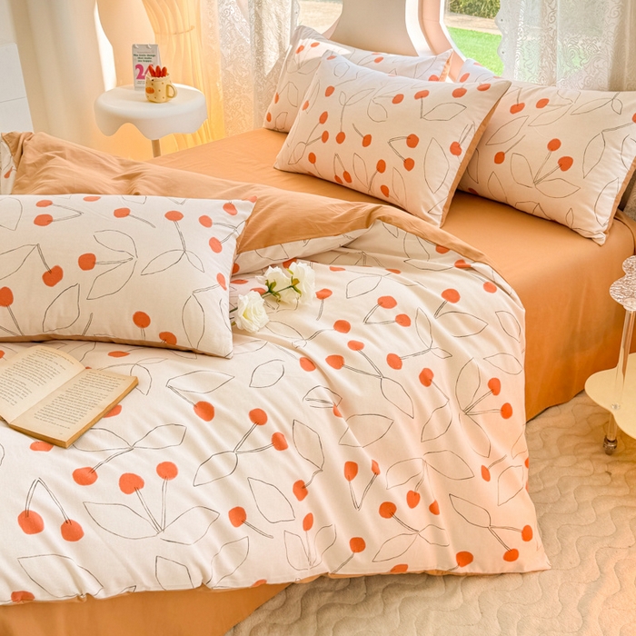 91家纺网 家纺一手货源 找家纺 千朵 2024新款全棉磨毛小清新印花四件套 小幸福