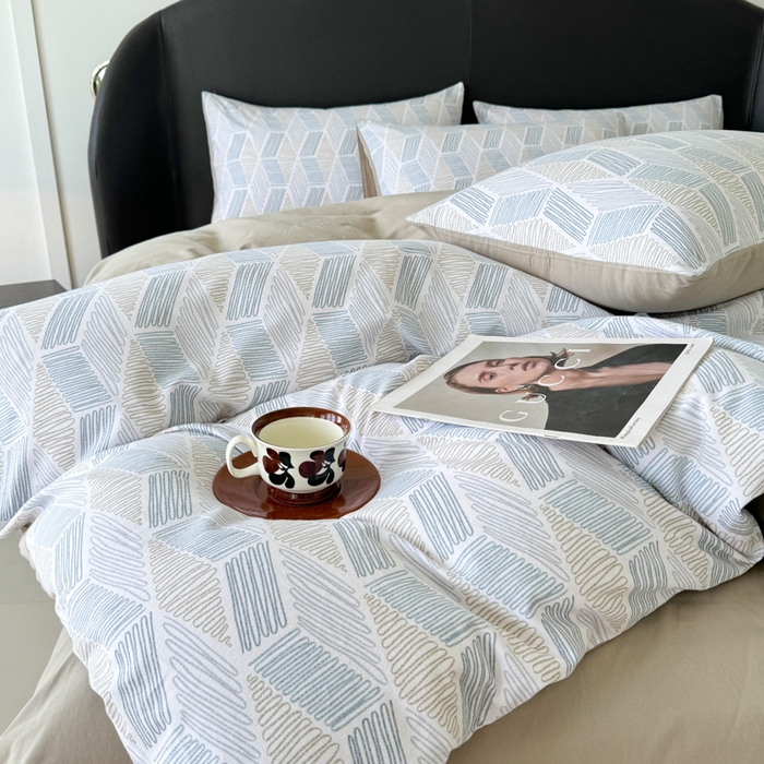 91家纺网 家纺一手货源 找家纺 千朵 2024新款轻奢全棉磨毛四件套 艾伦