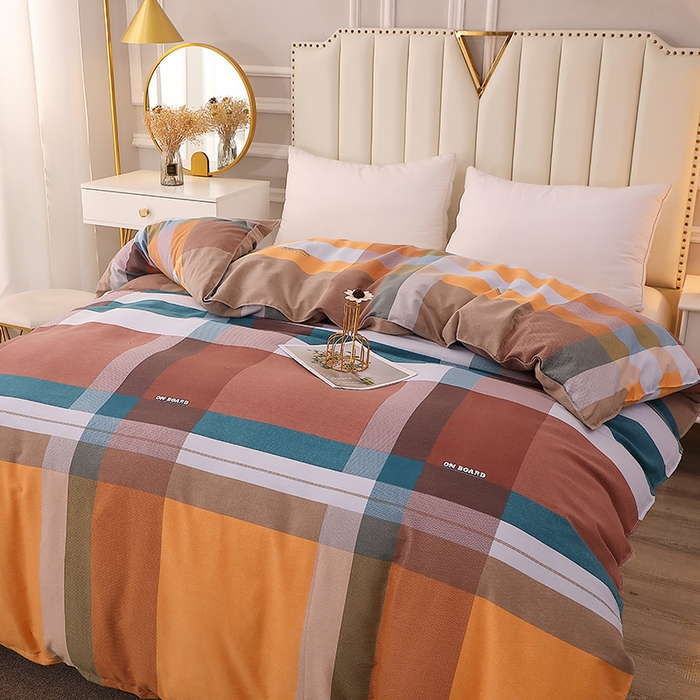 91家纺网 家纺一手货源 找家纺 贝兰仙奴 2024新款利兹系列磨毛多规格单被套 苏格风情桔