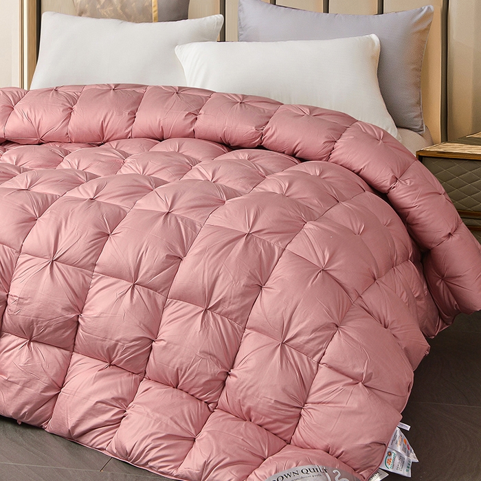 91家纺网 家纺一手货源 找家纺 兰言诺羽绒被 2025新款雅韵-全棉柔赛丝纽花羽绒被 豆沙