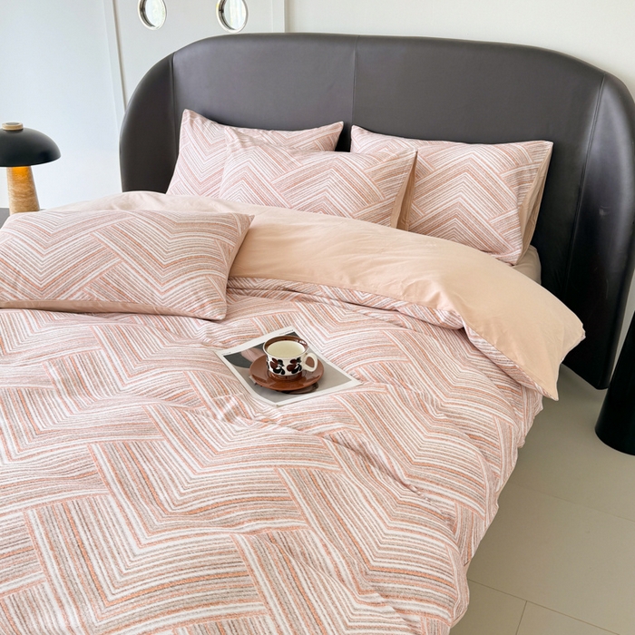 91家纺网 家纺一手货源 找家纺 千朵 2024新款轻奢全棉磨毛四件套 艾文咖