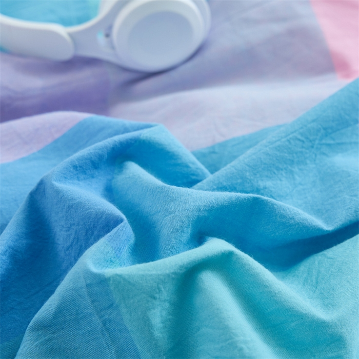 91家纺网 家纺一手货源 找家纺 三沁家居 2025新款格子色织全棉水洗棉四件套直播爆款量大价优 彩虹大格