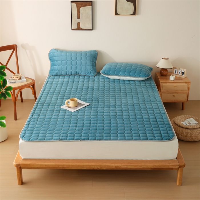 91家纺网 家纺一手货源 找家纺 凌云家纺 2025新款A类牛奶绒床垫软垫学生宿舍单人床褥可机洗 青于蓝