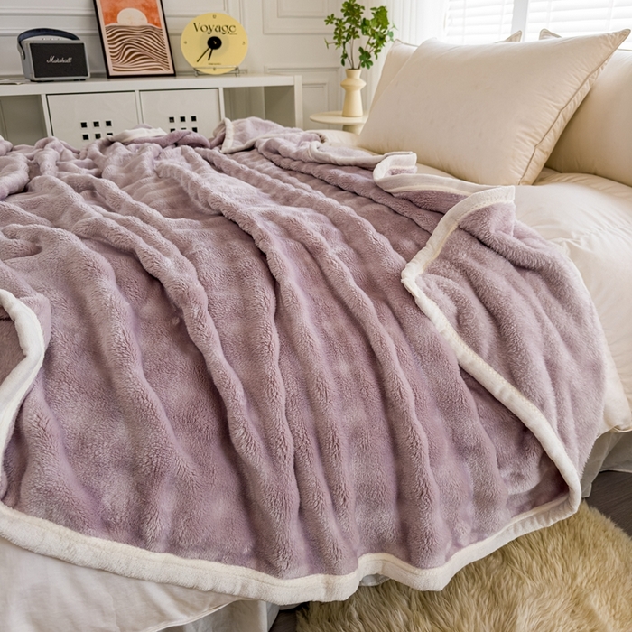 91家纺网 家纺一手货源 找家纺 卡琪曼 2024新款泡泡绒多功能毛毯 香芋紫