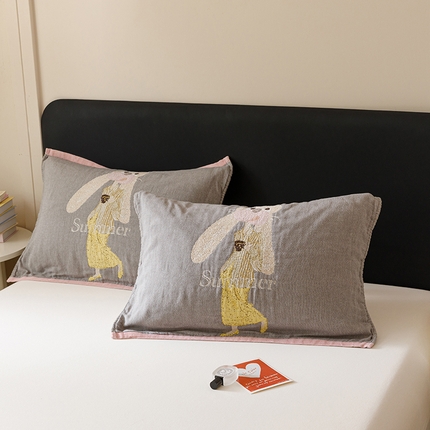 91家纺网 家纺一手货源 找家纺 （总）麻依 2024新款纯棉纱布枕巾一对装全棉四层纱布54*78cm/对