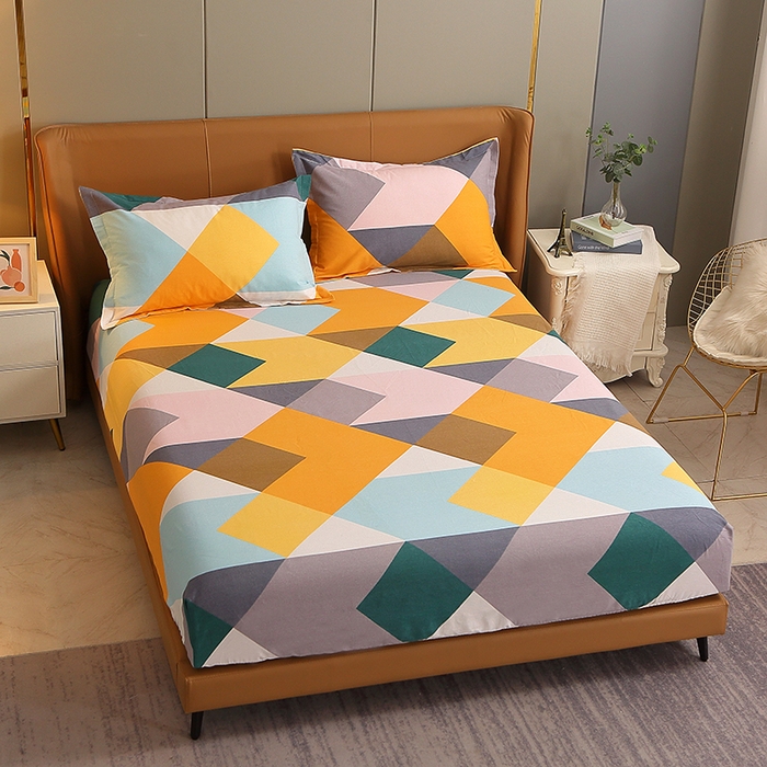 91家纺网 家纺一手货源 找家纺 贝兰仙奴 2024新款利兹系列磨毛多规格单床笠 魔幻彩格