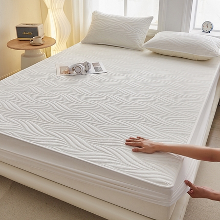 91家纺网 家纺一手货源 找家纺 （总）盛眠 2025新款水洗棉夹棉床笠-云漾