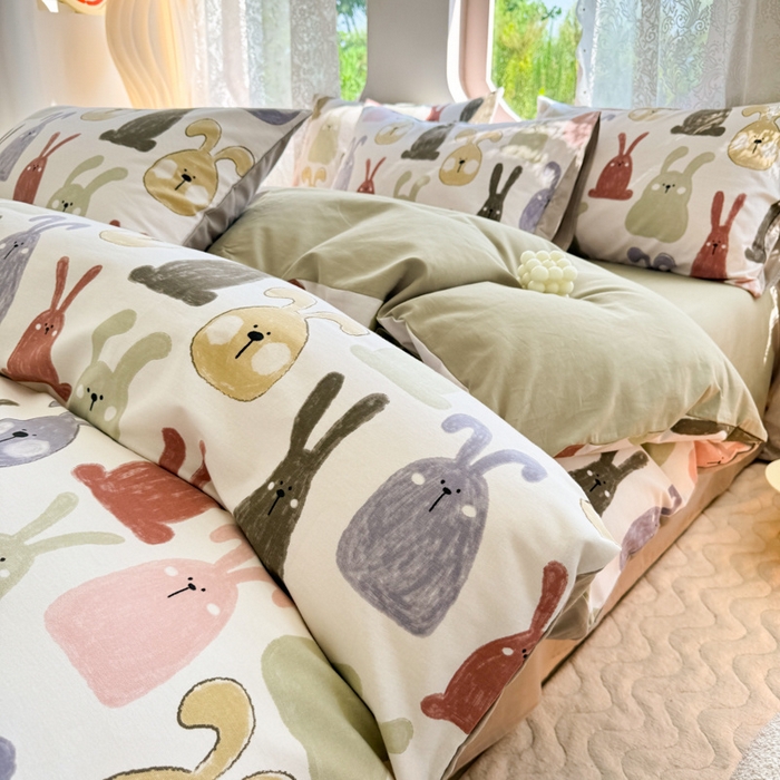 91家纺网 家纺一手货源 找家纺 （总）千朵 2024新款全棉磨毛小清新印花四件套