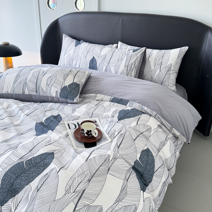 91家纺网 家纺一手货源 找家纺 千朵 2024新款轻奢全棉磨毛四件套 叶莉娅