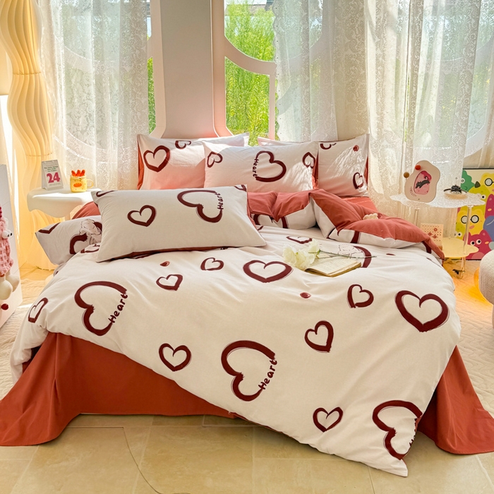 91家纺网 家纺一手货源 找家纺 千朵 2024新款全棉磨毛小清新印花四件套 一见倾心