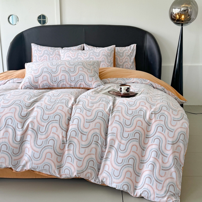 91家纺网 家纺一手货源 找家纺 千朵 2024新款轻奢全棉磨毛四件套 莫菲