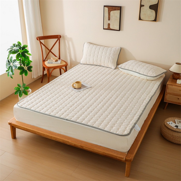 91家纺网 家纺一手货源 找家纺 凌云家纺 2025新款A类牛奶绒床垫软垫学生宿舍单人床褥可机洗 新米杏