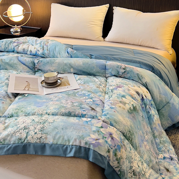 91家纺网 家纺一手货源 找家纺 亚龙工厂店 2024新款全棉数码印花鹿锦棉大豆冬被 江临仙境