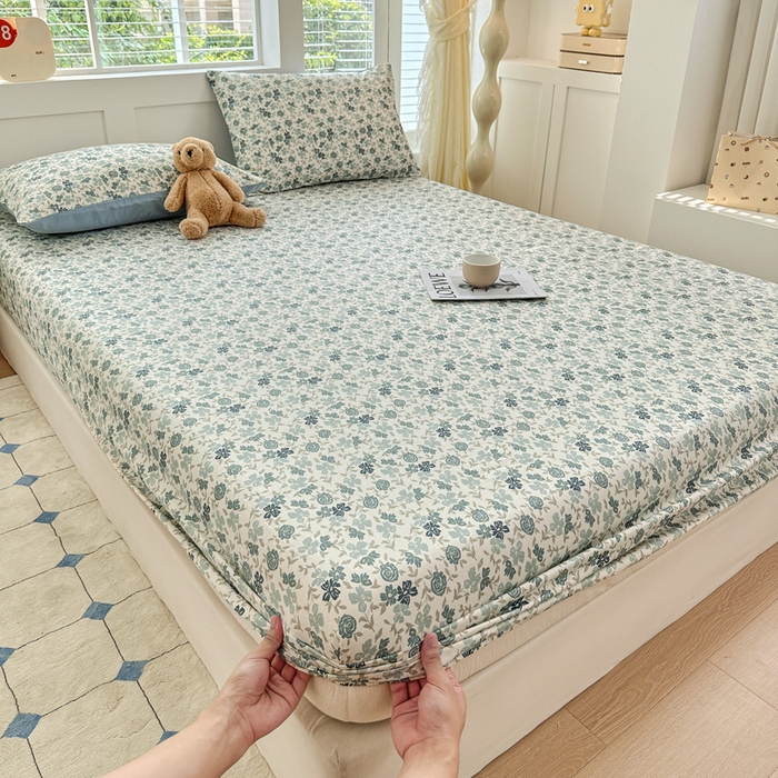 91家纺网 家纺一手货源 找家纺 柠馨 2024新款简约全棉时尚印花床笠 星雅