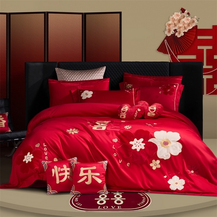 91家纺网 家纺一手货源 找家纺 （总）2025新款热款长绒棉简约时尚小红书爆款婚庆床单款四件套六件套--喜欢