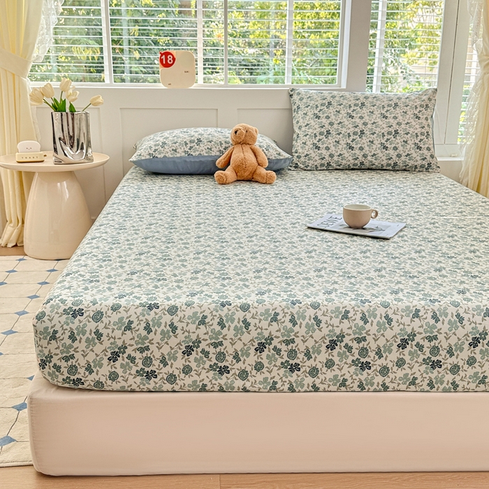 91家纺网 家纺一手货源 找家纺 柠馨 2024新款简约全棉时尚印花床笠 星雅