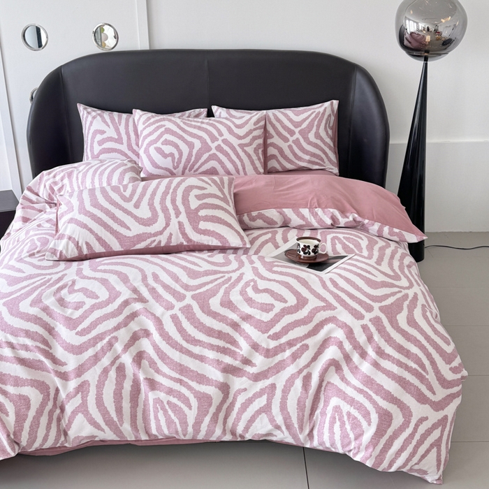 91家纺网 家纺一手货源 找家纺 千朵 2024新款轻奢全棉磨毛四件套 马德里红