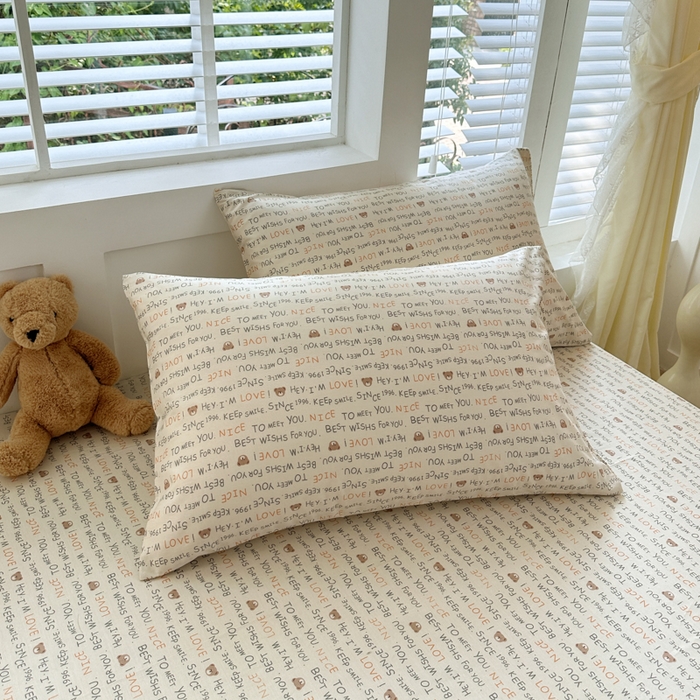 91家纺网 家纺一手货源 找家纺 柠馨 2024新款简约全棉时尚印花床笠 薇薇熊